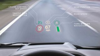 Jaguar LandRover already offers a laser holographic display.