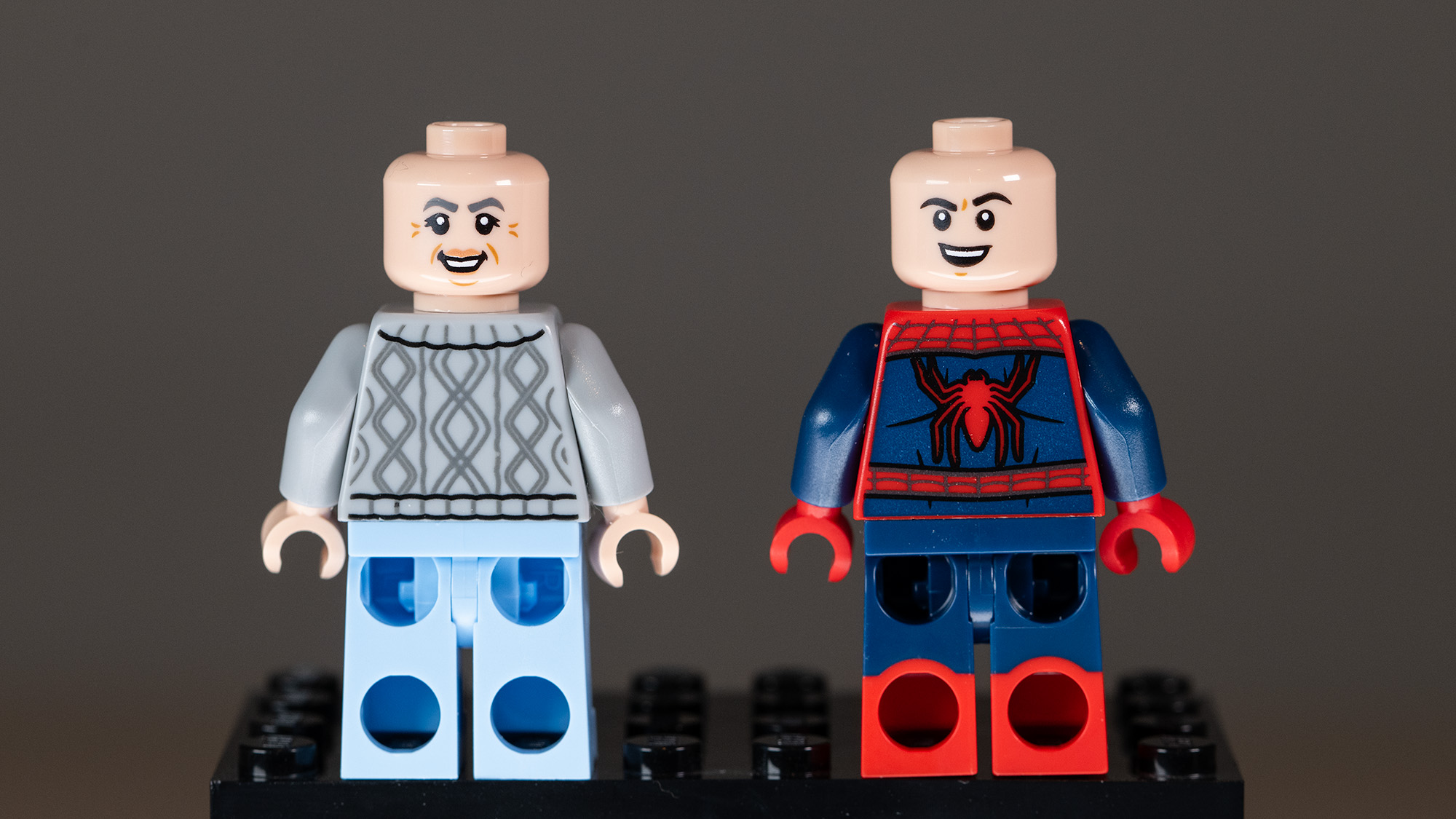 Lego Spider-Man vs. Doc Ock Subway Train Scene (76321) Aunt May and Spider-Man Minifigures (from the rear)