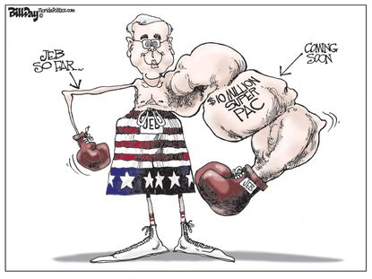 Political cartoon U.S Jeb Bush Super PAC