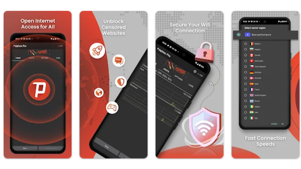 Psiphon app interface on smartphone &amp;ndash; Google Play promo images