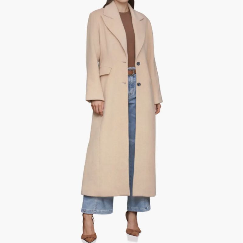 beige longline maxi coat