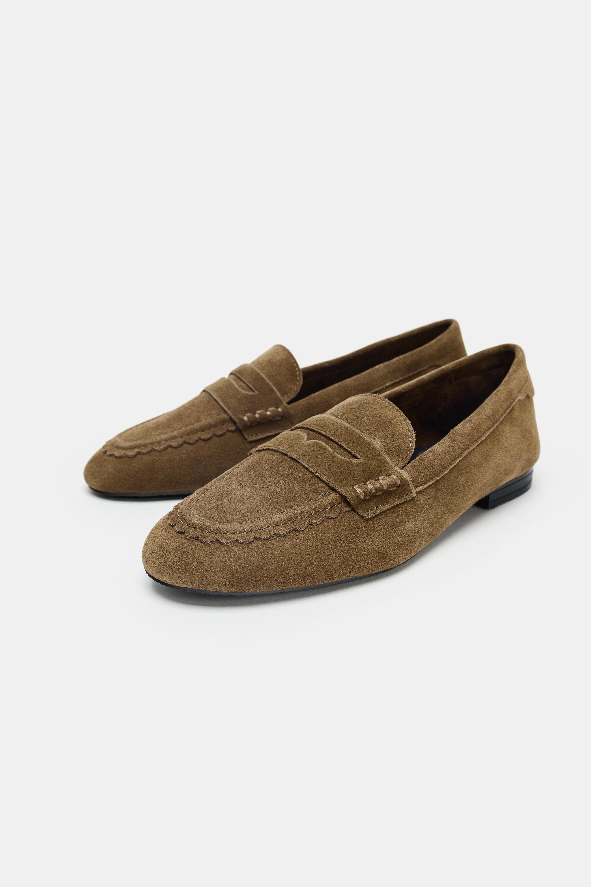 Stitched Split Suede Loafers