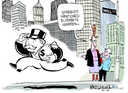 Political Cartoon U.S. Wall Street Monopoly Elizabeth Warren