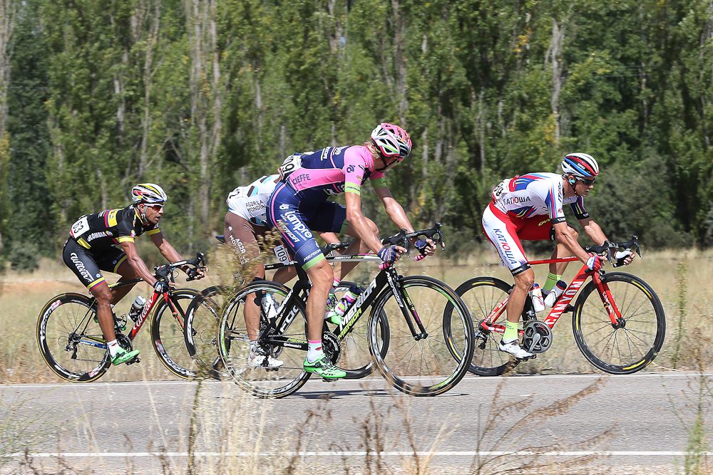The peloton in action during stage 18 of the 2015 Vuelta a Espana.