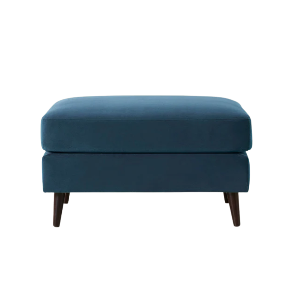 Ottoman in navy blue velvet