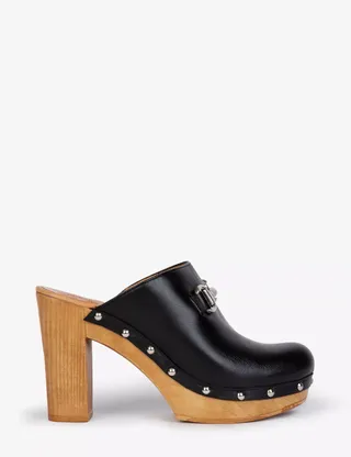 High Horsebit Leather Clog - Black