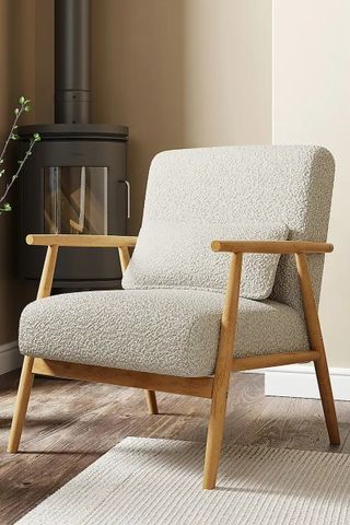 Dunelm Alpine Boucle Spindle Wooden Arm Accent Chair