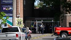 Annunciation Catholic School in Minneapolis after shooting that left 2 kids dead