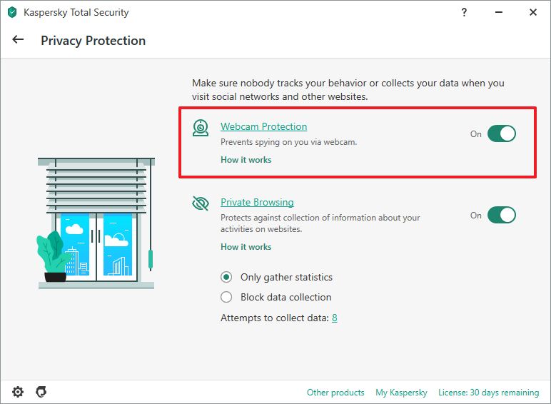 Antivirus disable camera block on Windows 10