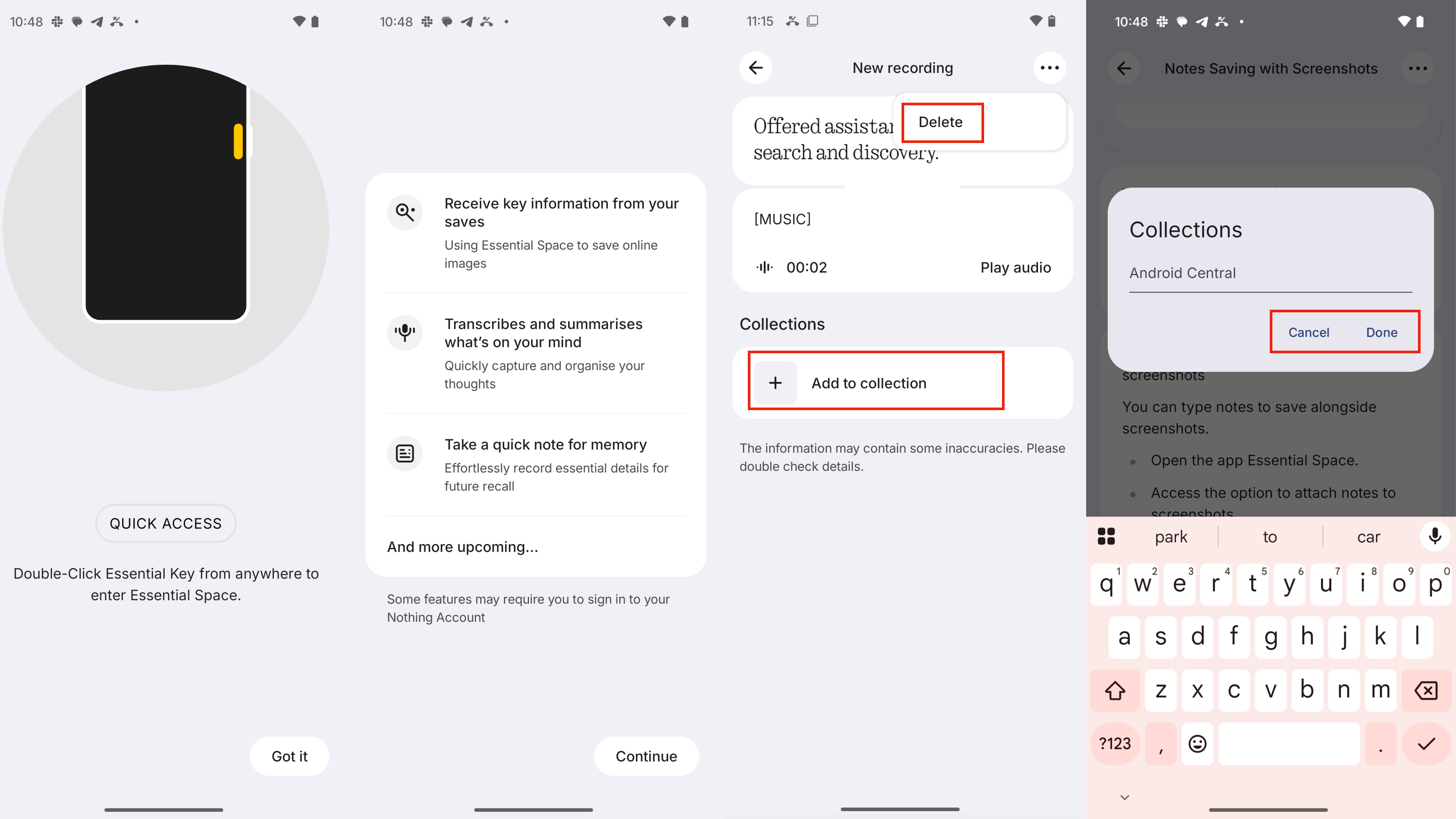 Using the Essential Key and Essential Space app on the Nothing Phone 3a Pro.