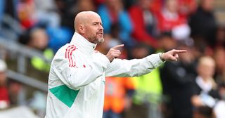 Manchester United manager Erik ten Hag during the Pre-Season Friendly fixture between Manchester United and Leeds United at Ullevaal Stadion on July 12, 2023 in Oslo, Norway.