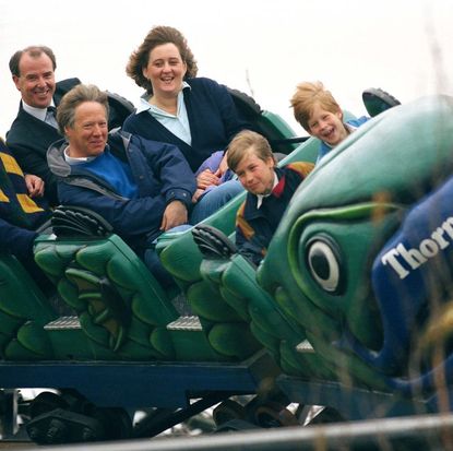 The Princes riding a roller coaster