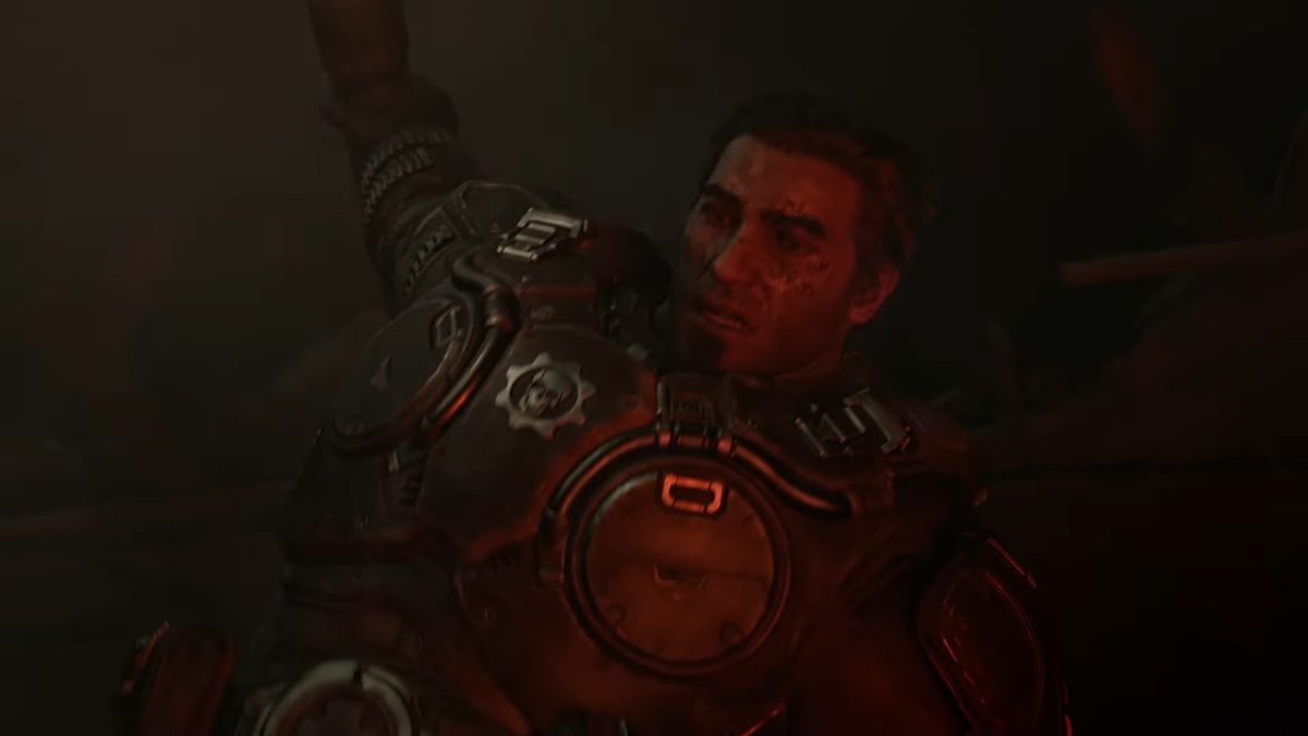 A screenshot from the reveal trailer of Gears of War: E-Day.