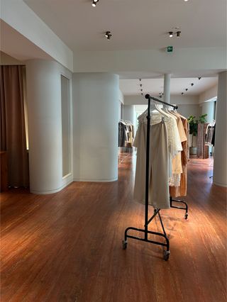 A photo of racks in the Carven store in Paris.