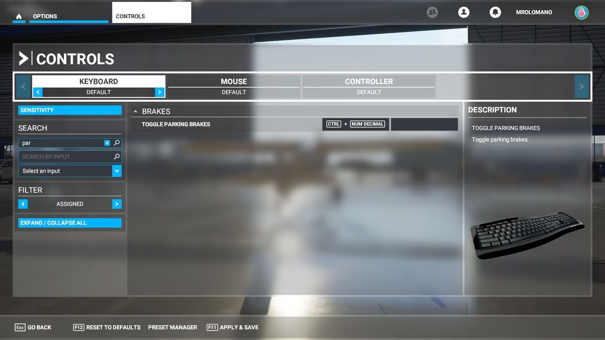 Microsoft Flight Simulator 2020 Num Del key How to release the parking
