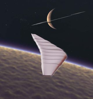 Conception of winged vehicle at Titan