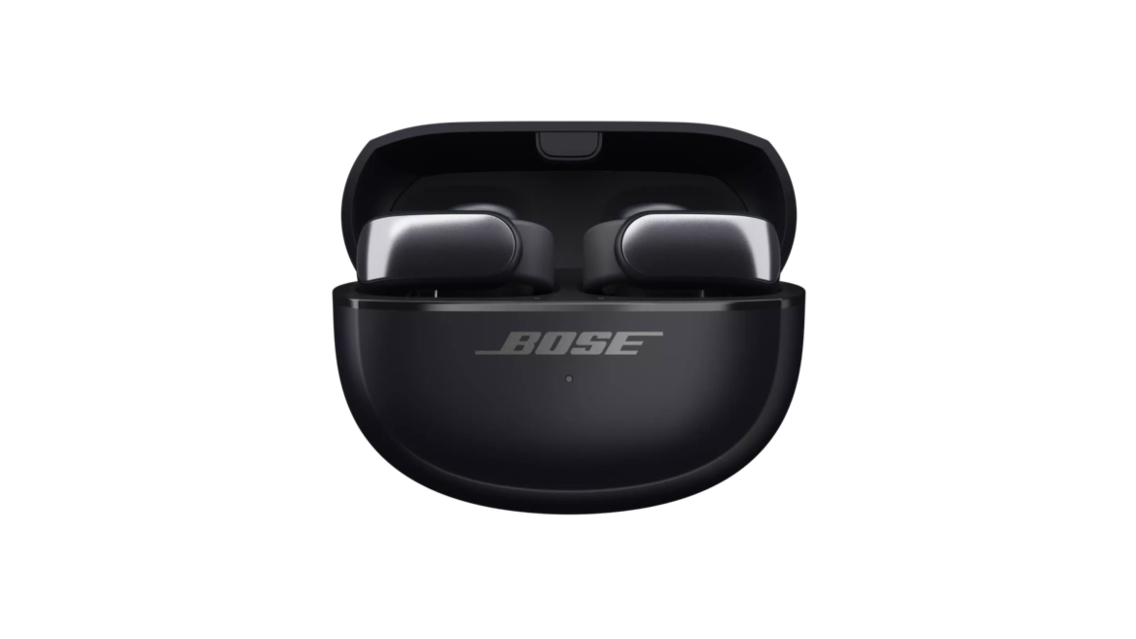 The Bose ultra open earbuds in their charging case