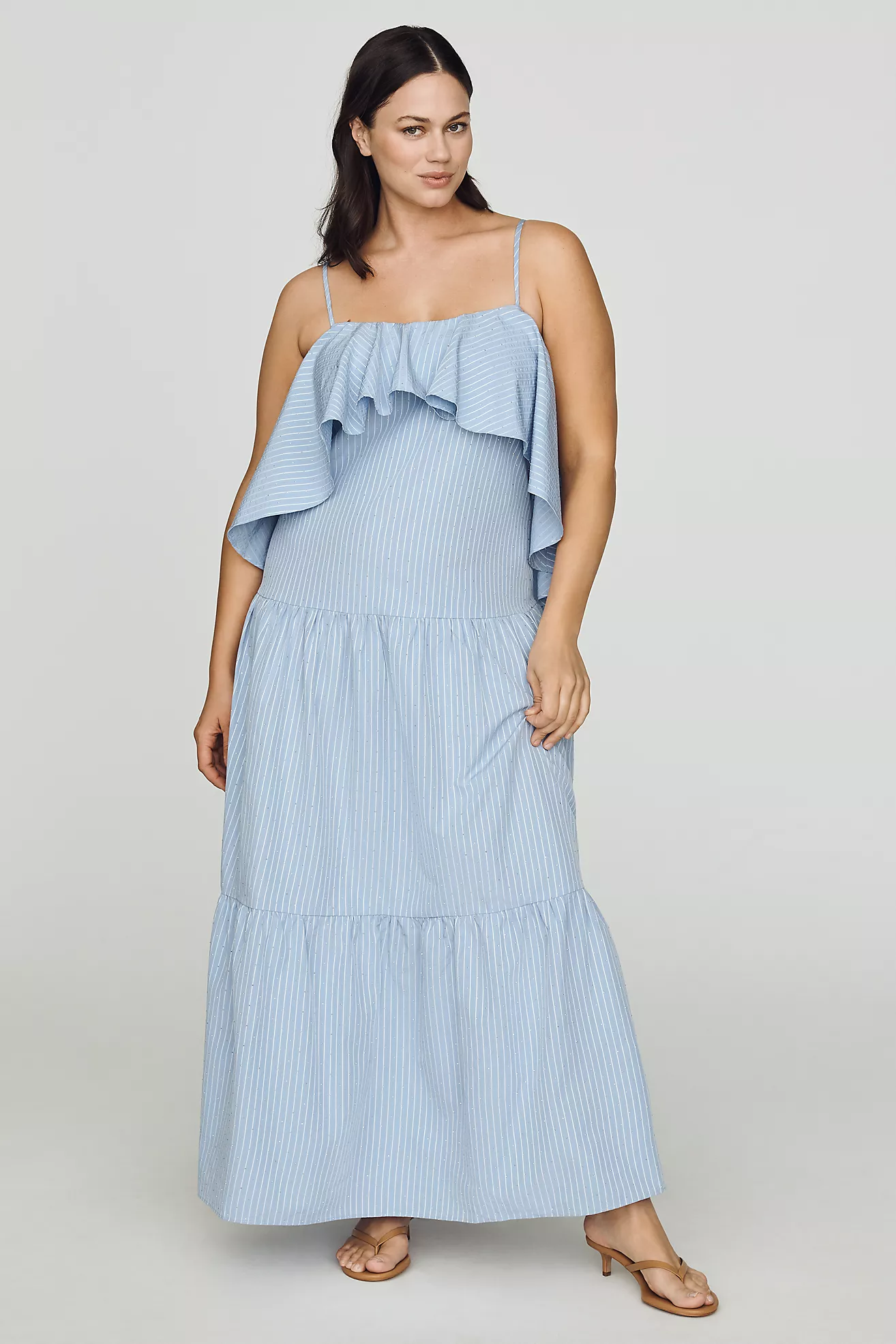 Curaae Plus Seatra Ruffle Midi Dress
