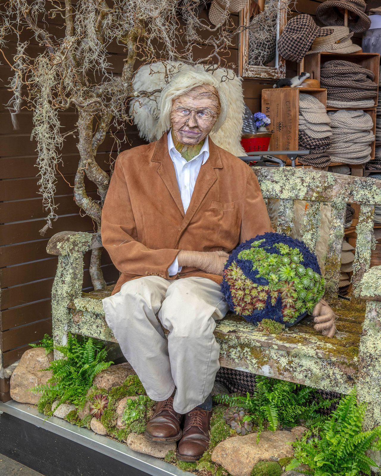 David Attenborough model at RHS Chelsea Flower Show 2026