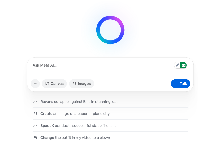 A screenshot of Meta AI&#039;s homepage
