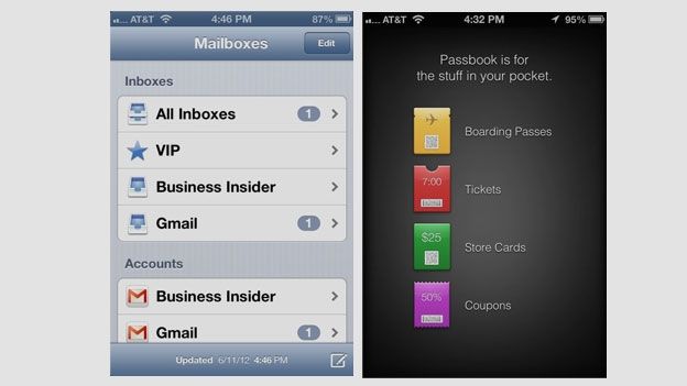 iOS 6 pictures: Passbook and Email