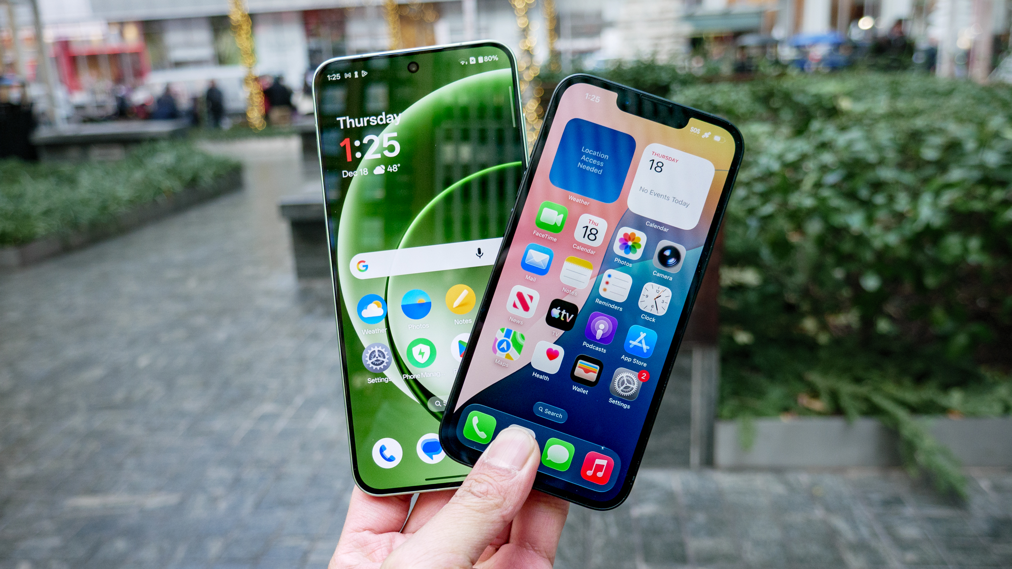 OnePlus 15R vs iPhone 16e displays.