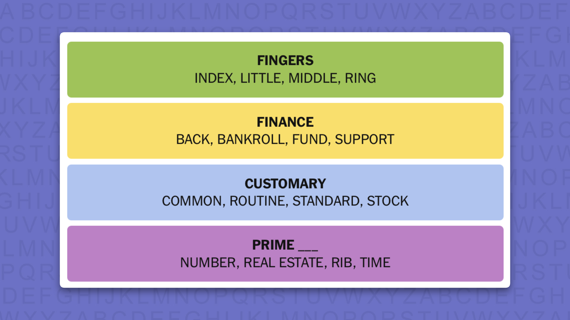 NYT Connections answers for game 1209 on a purple background