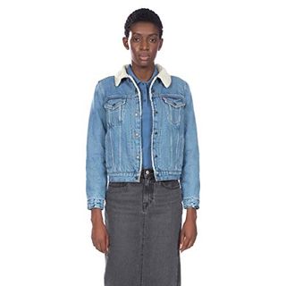 Levi's Damen Authentic Sherpa Trucker Jacke (Standard und Plus), Split Blue, X-Large