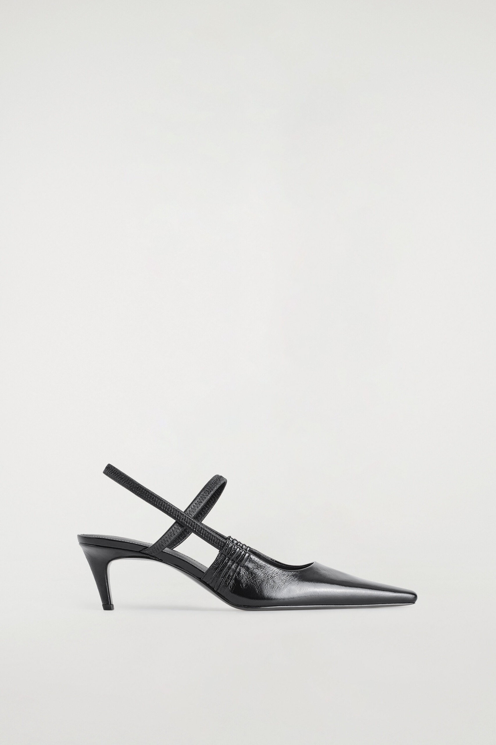 Pointed Leather Slingback Kitten Heels
