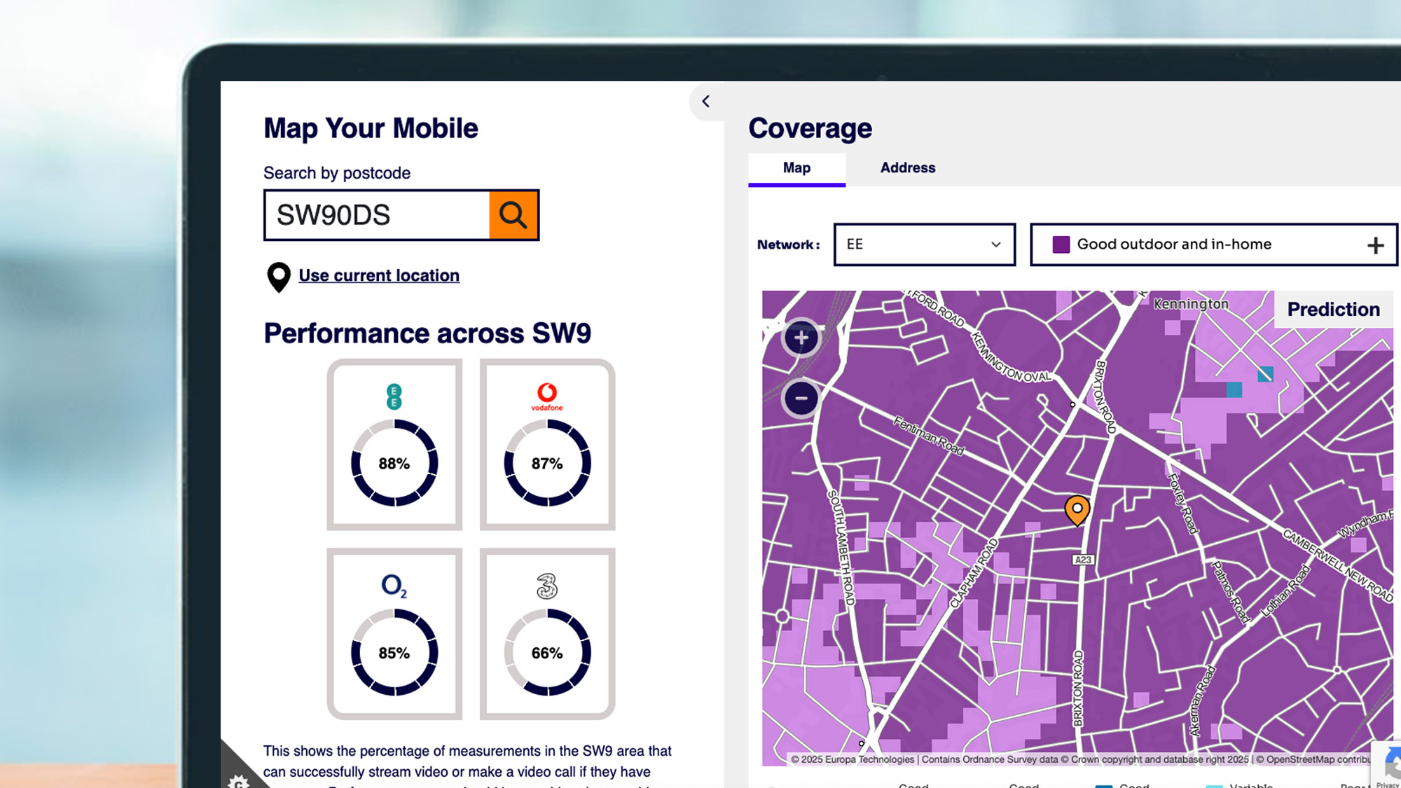 A laptop screen showing the Map Your Mobile tool