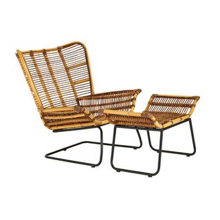 rattan armchair and matching footstool