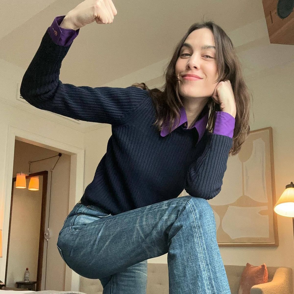 Fashion's Leading Millennial Alexa Chung Just Wore the Controversial Colour Gen Z Loves