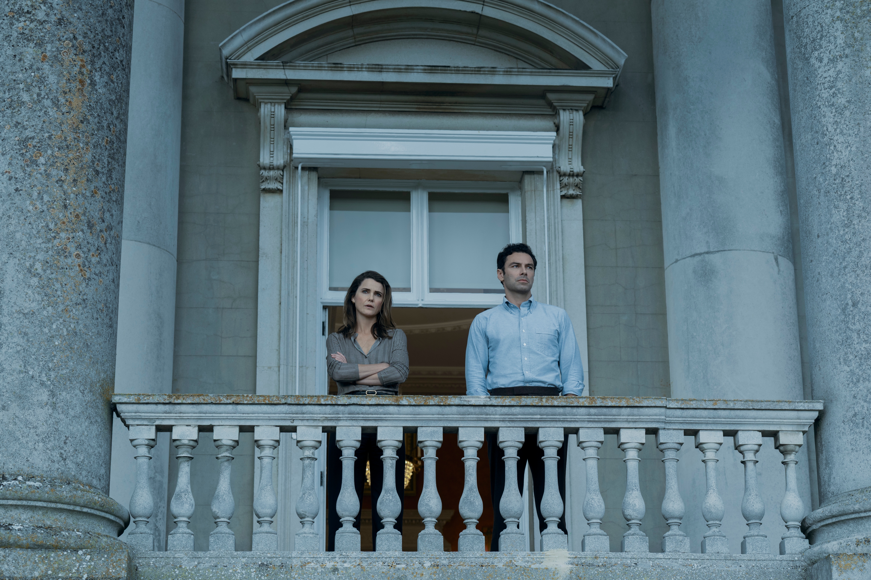 The Diplomat. (L to R) Keri Russell as Kate Wyler, Aidan Turner as Callum Ellis in episode 307 of The Diplomat. Cr. Liam Daniel/Netflix &amp;copy; 2025