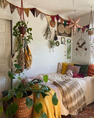 Dorm room with potted plants