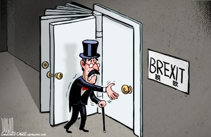 Political Cartoon World Brexit infinite doors