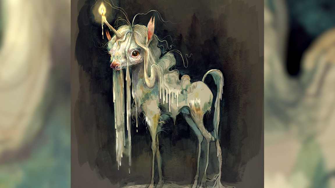 Eva Toorenent, storytelling in fantasy art; a unicorn made from candlewax