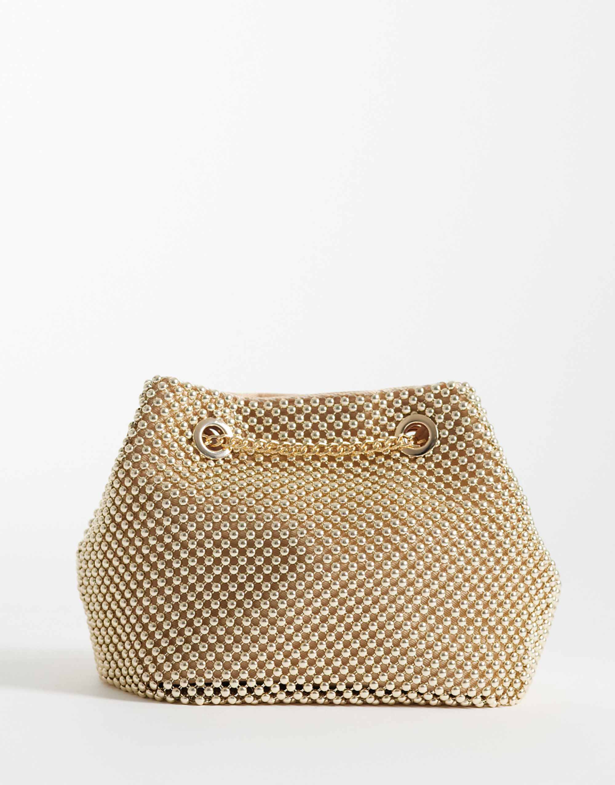 Asos Design Chain Mail Shoulder Bag With Chain Strap in Gold