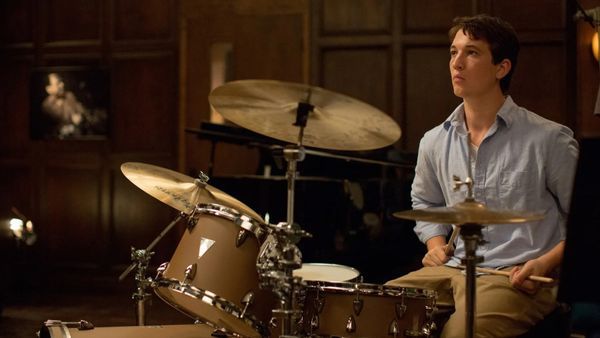 Miles Teller plays the drums in Whiplash