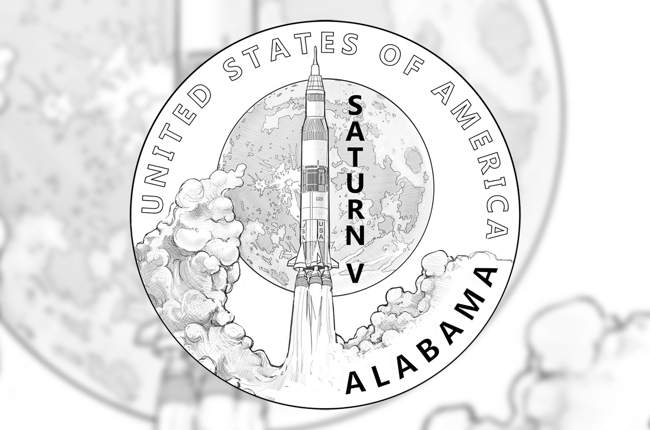 Saturn V moon rocket art revealed for 2024 American Innovation $1 coin Space