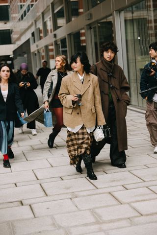 London Fashion Week street style: Checked skirts