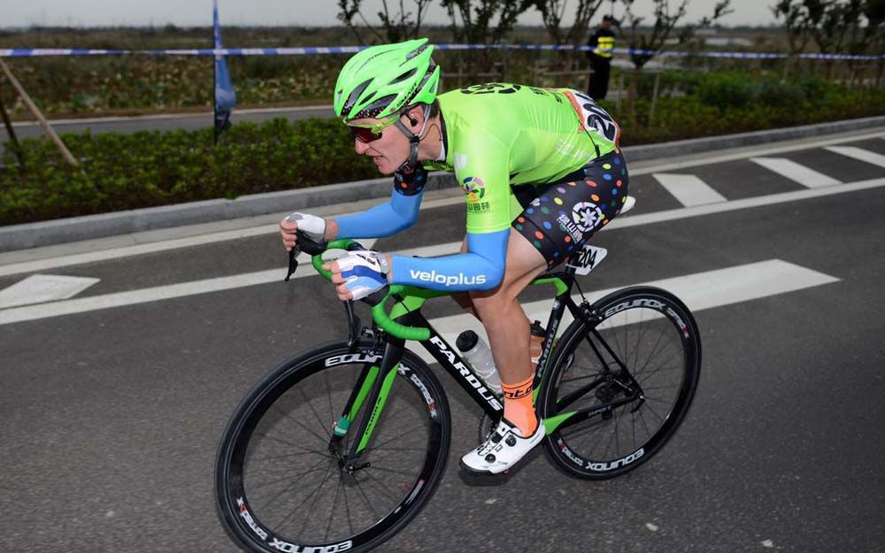 The green jersey in action