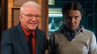 ONLY MURDERS IN THE BUILDING – “Dirty Birds” – Photo of Steve Martin when snooping goes sideways when three billionaire suspects catch the trio and invite themselves over for an evening at Oliver’s / Millie Bobby Brown as Eleven with a bloody nose in Stranger Things