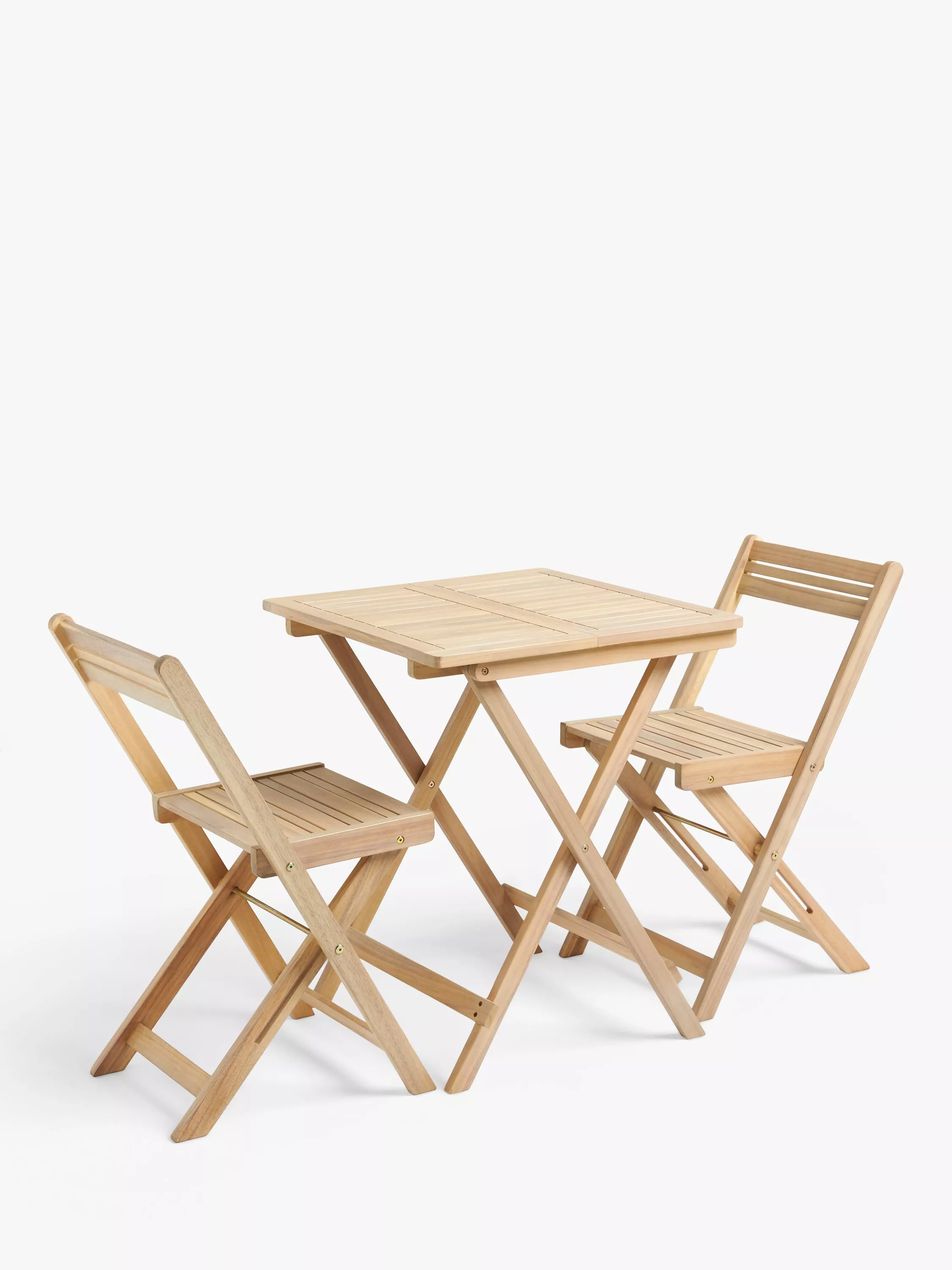 John Lewis Acacia Wood Foldable 2-Seater Garden Bistro Table &amp;amp; Chairs Set, Natural