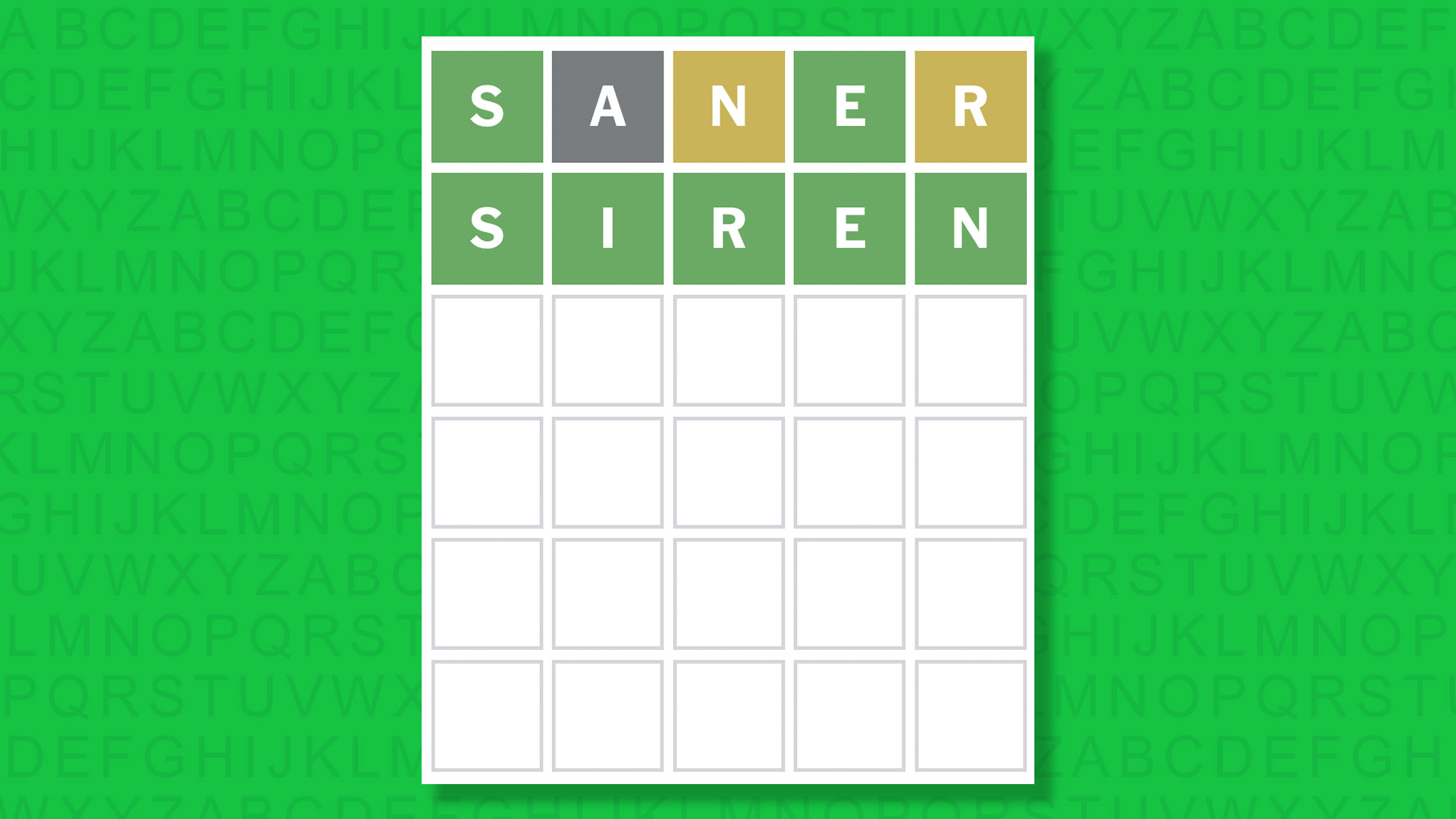 NYT Wordle answer for game 1656 on a green background