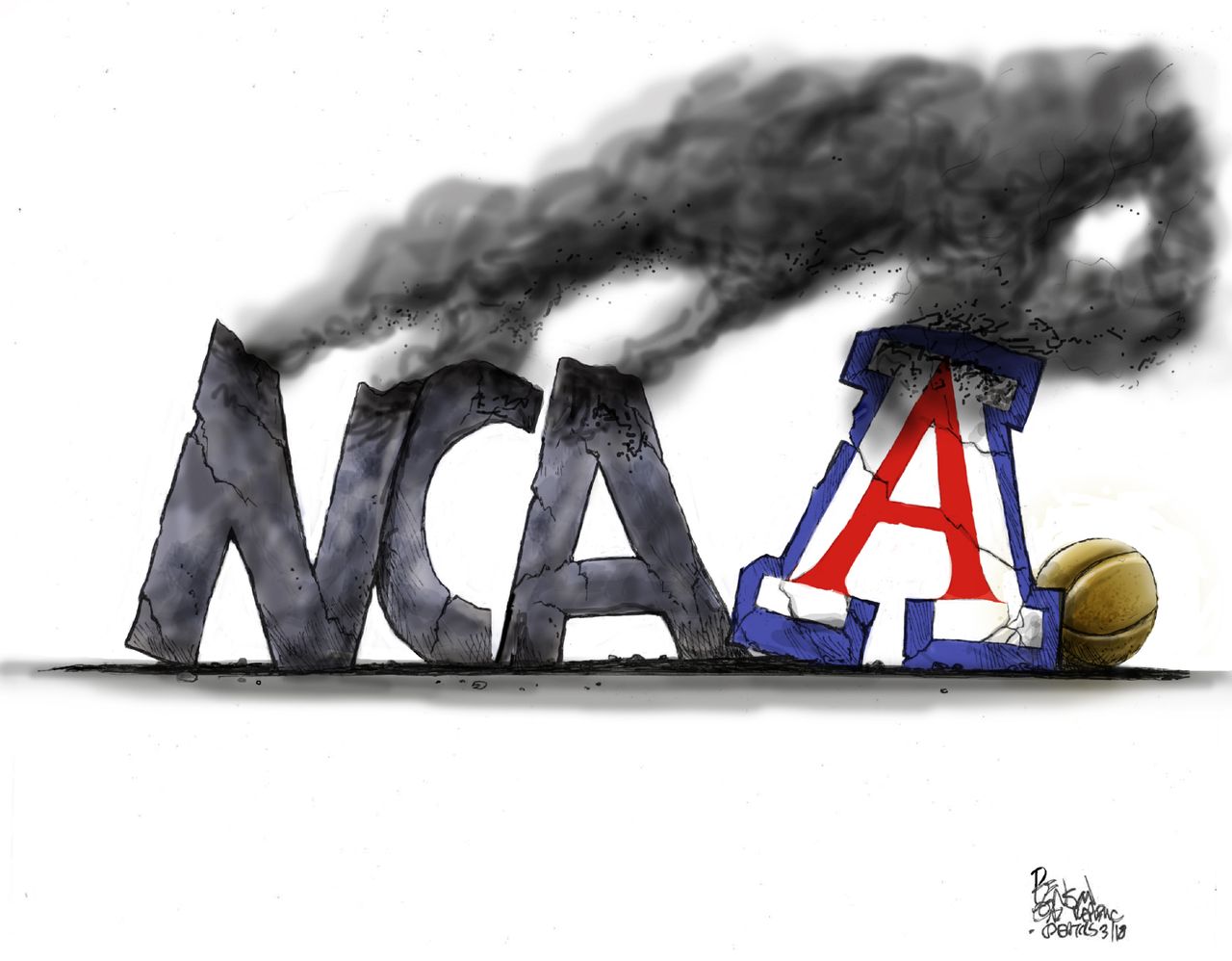 Political cartoon U.S. NCAA FBI probe Arizona basketball scandal