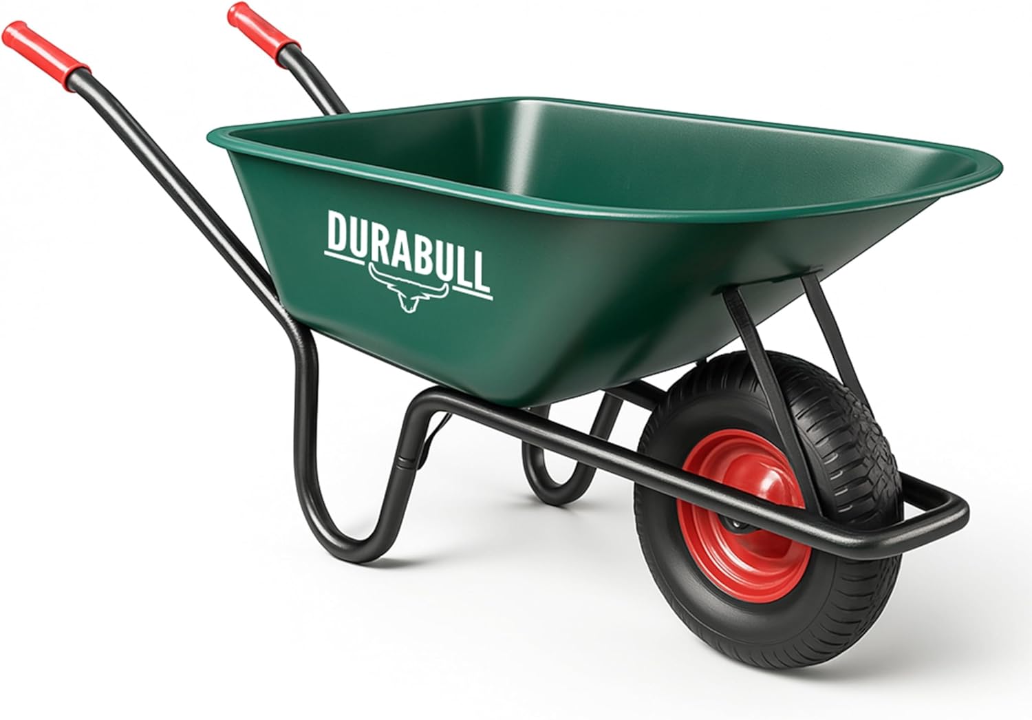 Durabull Tools Heavy Duty Garden Wheelbarrow 100l 250kg &amp;ndash; Large Poly Tub Trolley Handcart With Pneumatic Tyre, Steel Rim, Impact-Resistant Construction &amp;ndash; Transport Cart for Garden &amp;amp; Diy &amp;ndash; Green