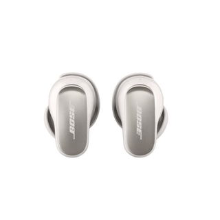 Bose QuietComfort Ultra Earbuds in silver on a white background