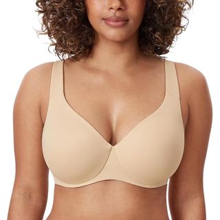 Delimira Women's Minimiser Bra Plus Size Non Padded Underwired Seamless Comfort Bras Light Oatmeal 34b