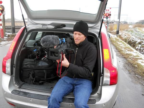 Matthew J. Clark captures some video from the back of the car during today's training.