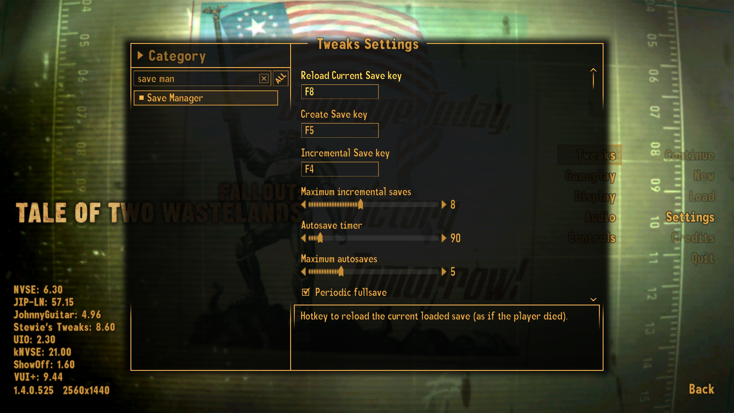 The save customisation screen from Auto-Save Manager.
